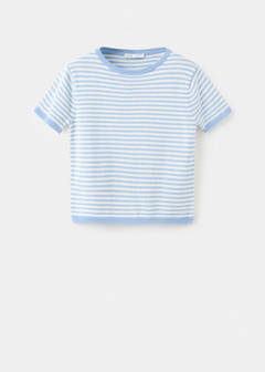 Striped short-sleeved sweater — Sky Blue 6