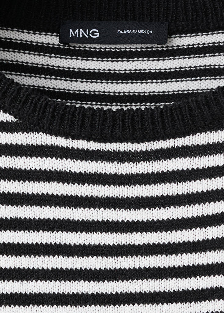 Striped short-sleeved sweater — Black