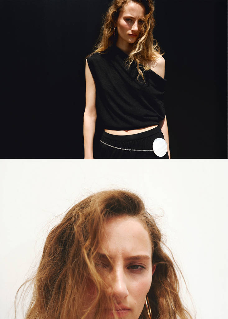 Knitted sweater with draped neck — Black