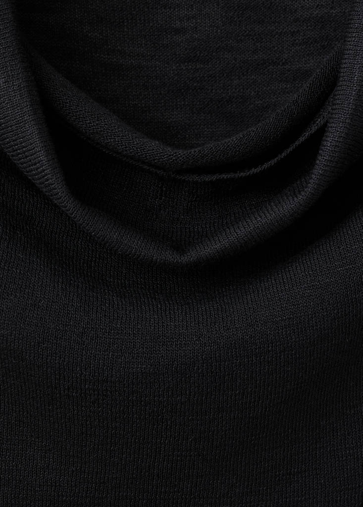 Knitted sweater with draped neck — Black