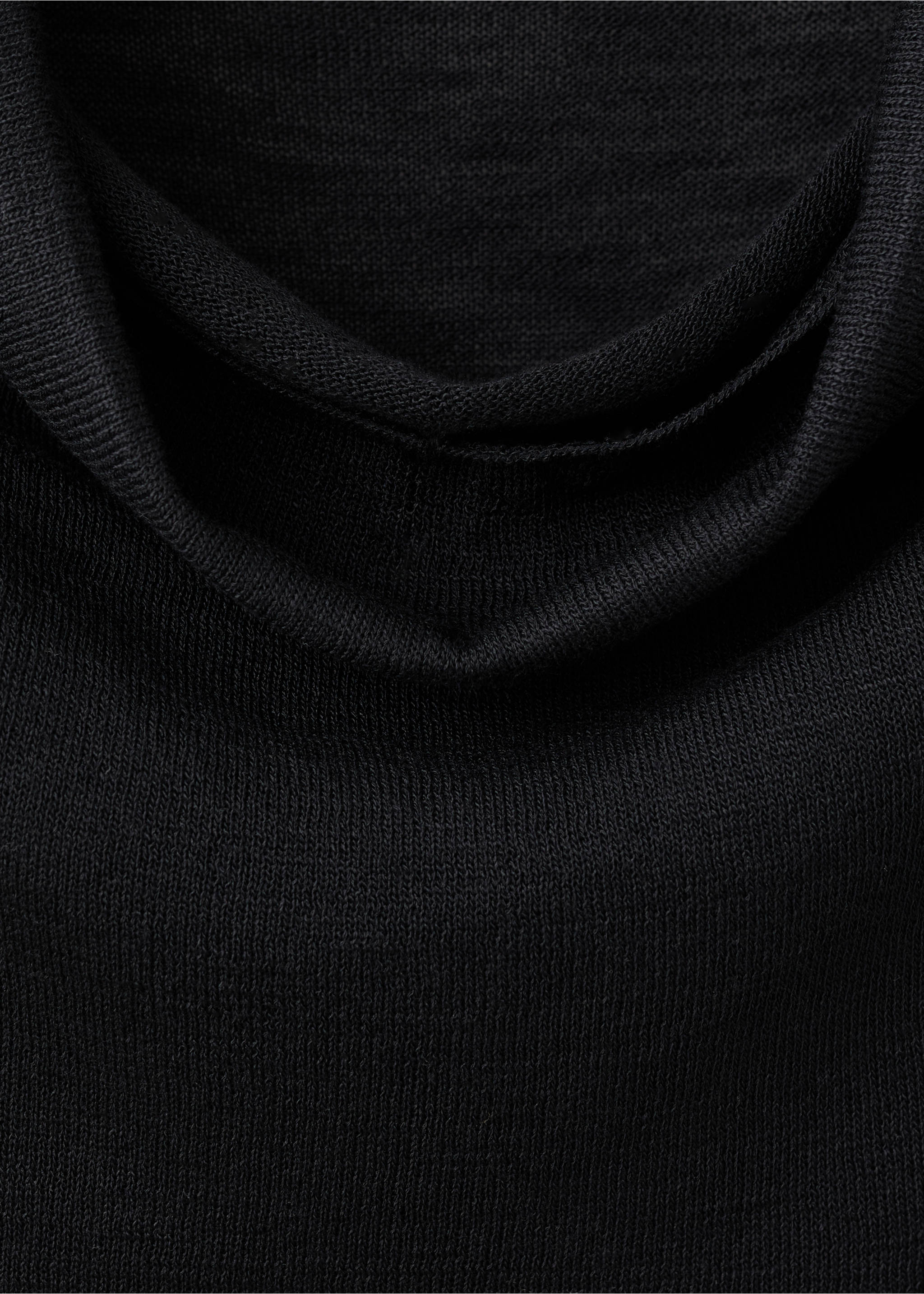 Knitted sweater with draped neck - Details of the article 8, Black. Ref: 37011393-00.