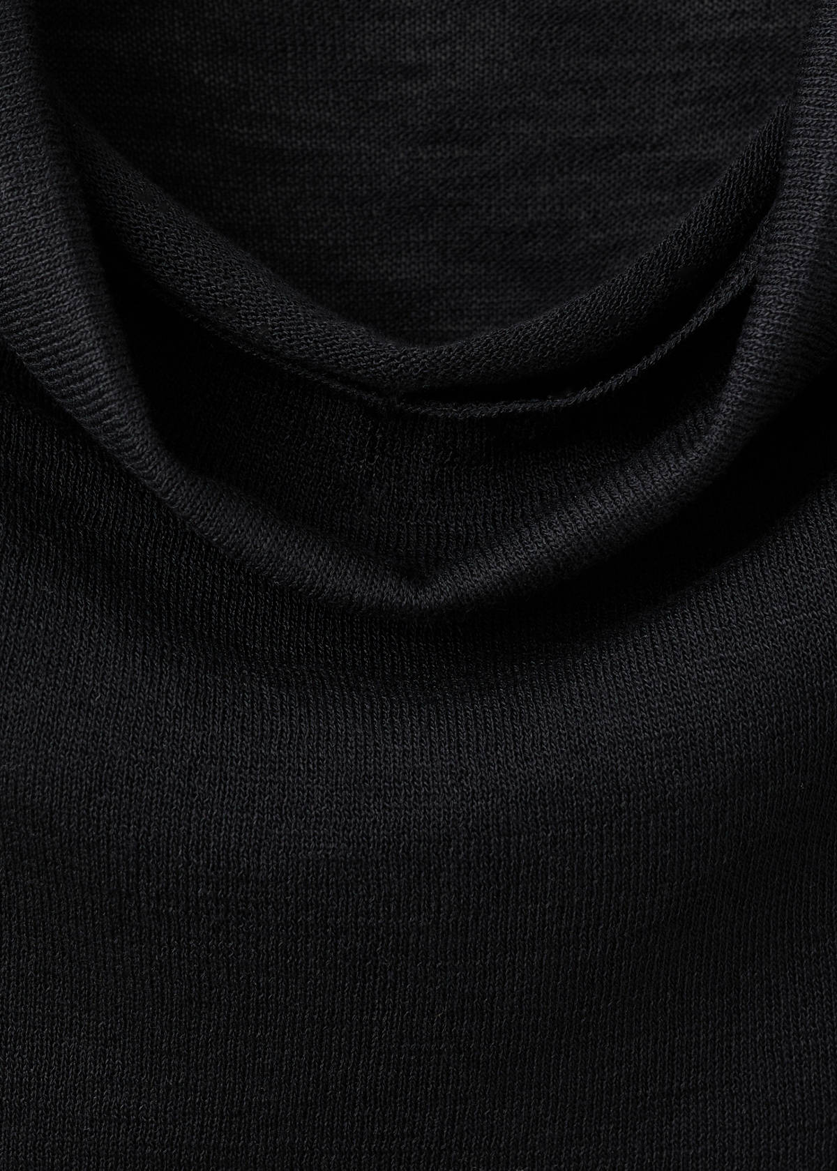 Knitted sweater with draped neck — Black