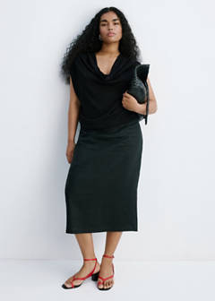 Knitted sweater with draped neck — Black 5