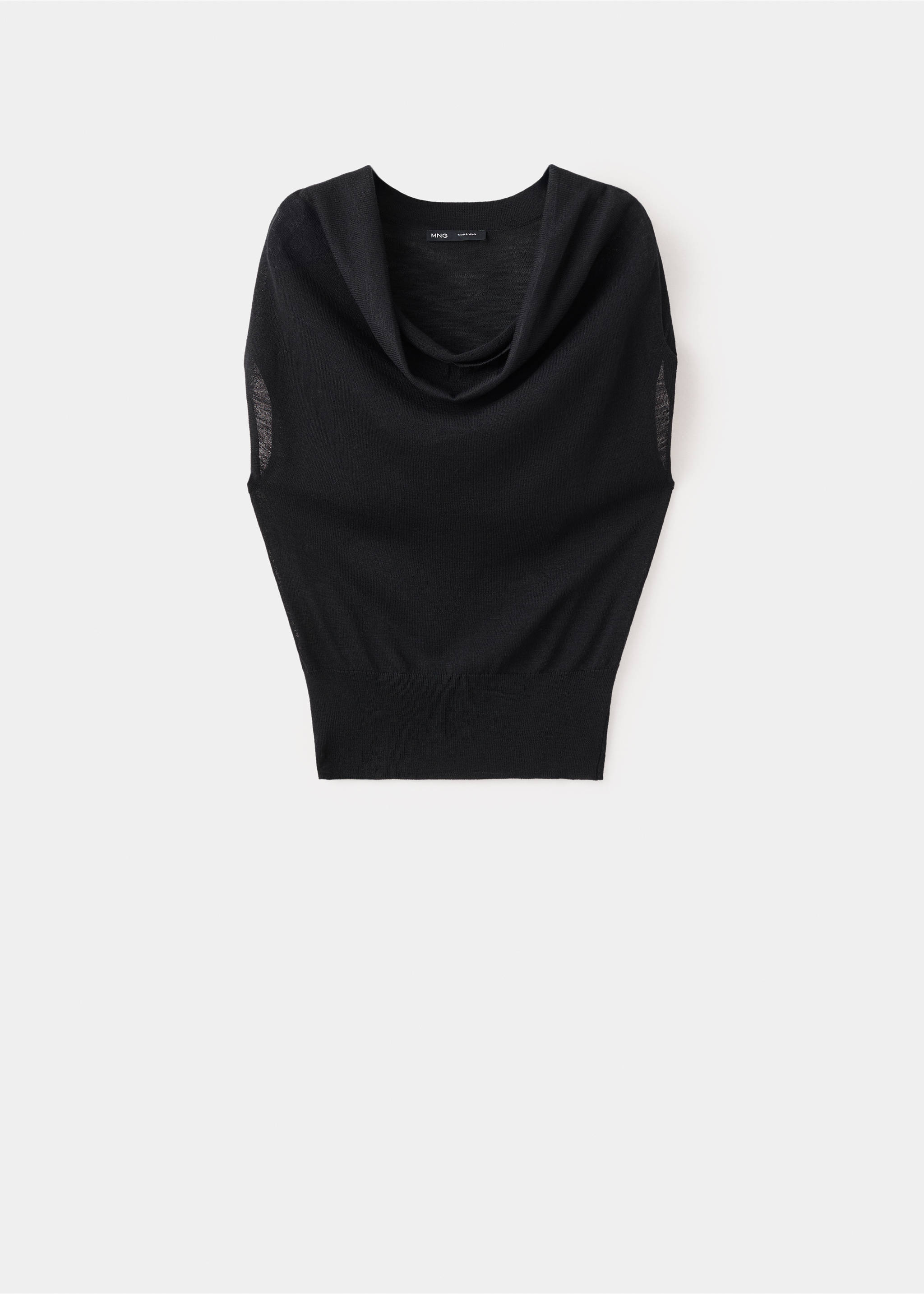 Knitted sweater with draped neck - Article without model, Black. Ref: 37011393-00.