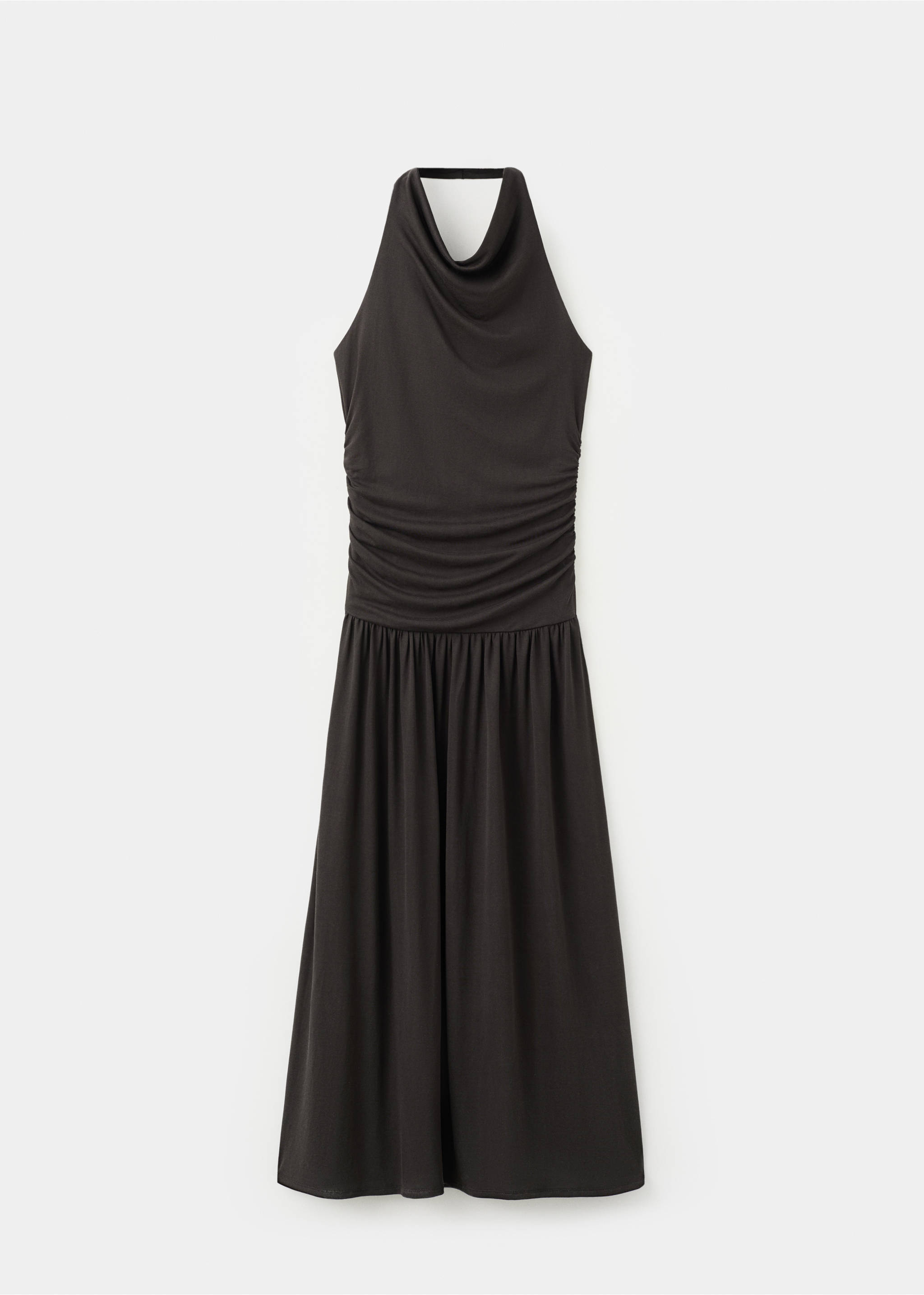 Draped halter dress - Article without model, Brown. Ref: 37011394-00.