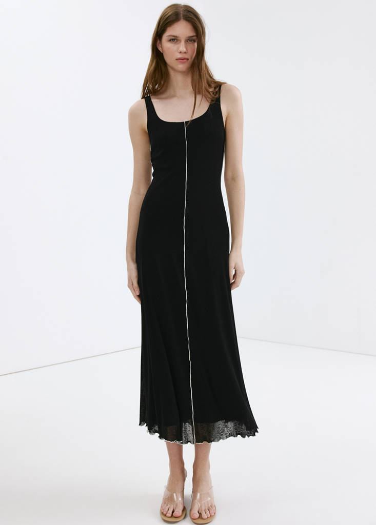 Knit dress with contrasting seam detail — Black