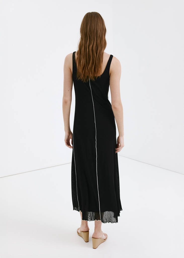Knit dress with contrasting seam detail — Black