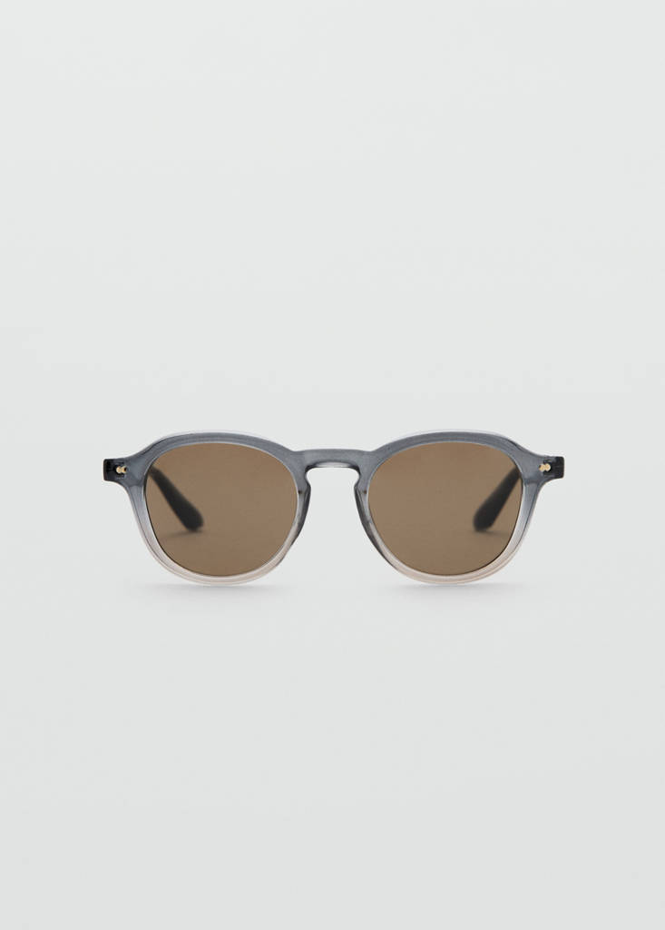 Semi-transparent round sunglasses — Black