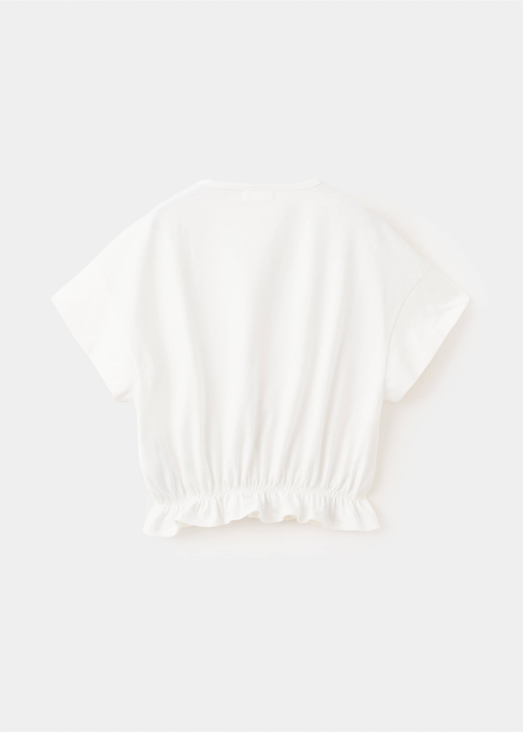 T-shirt en coton à bas froncé - Verso de l’article, Blanc cassé. Ref: 37011398-00.