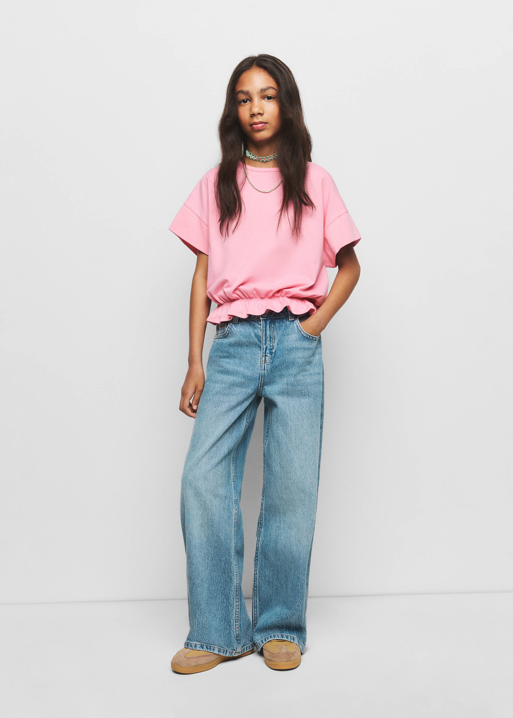 T-shirt en coton à bas froncé - Plan général