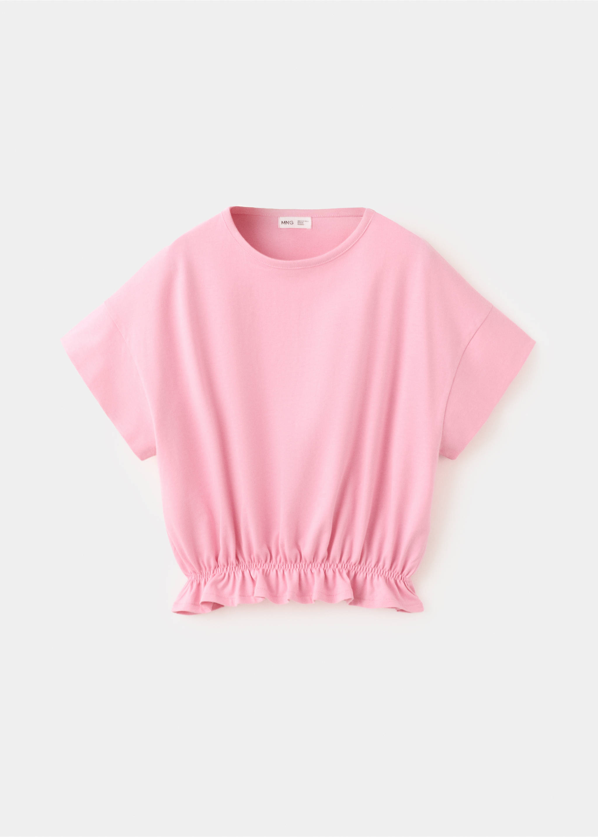 T-shirt en coton à bas froncé - Article sans modèle, Rose. Ref: 37011398-00.