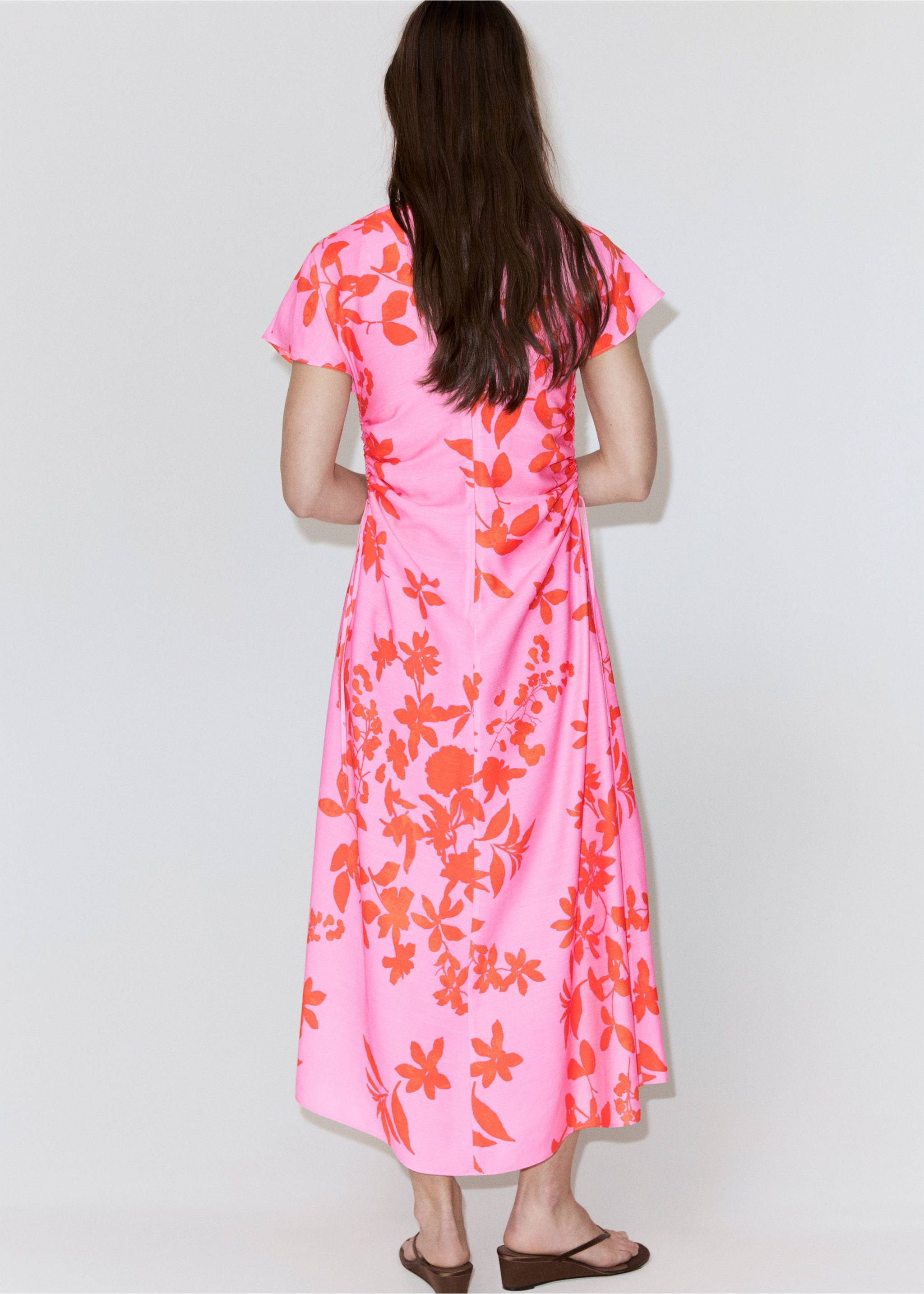 Floral print dress - Reverse of the article, Pink. Ref: 37011403-00.