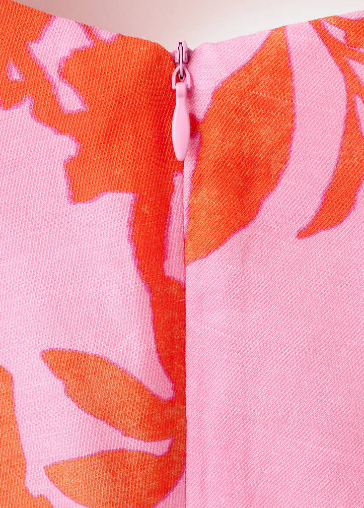 Side ruched floral dress — Pink