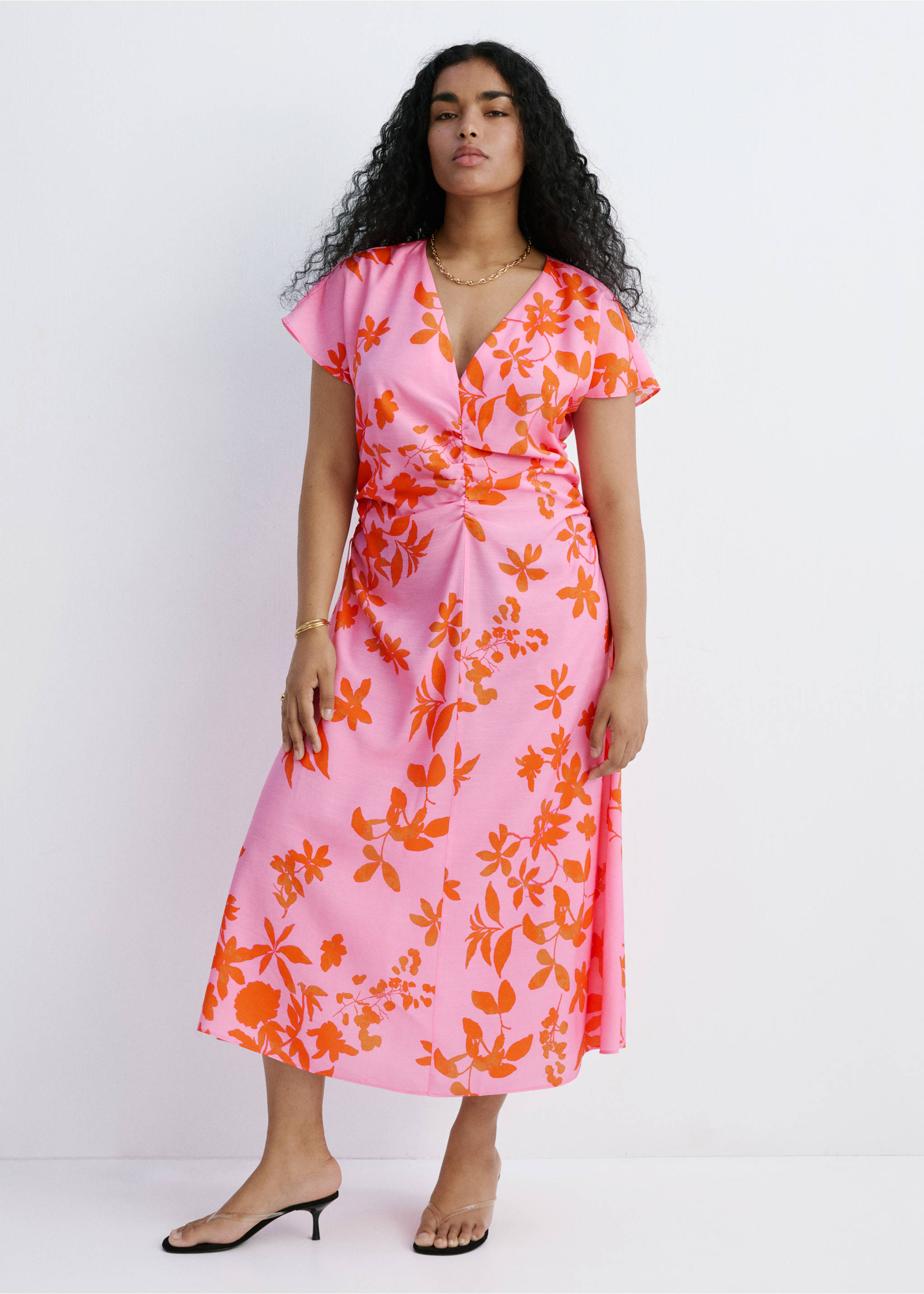 Floral print dress - Details of the article 3, Pink. Ref: 37011403-00.