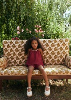 Linen cotton blouse with embroidery detail — Maroon 1