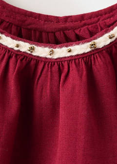 Linen cotton blouse with embroidery detail — Maroon 6