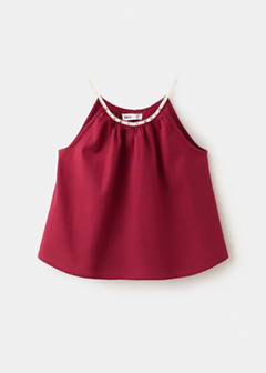 Linen cotton blouse with embroidery detail — Maroon 3