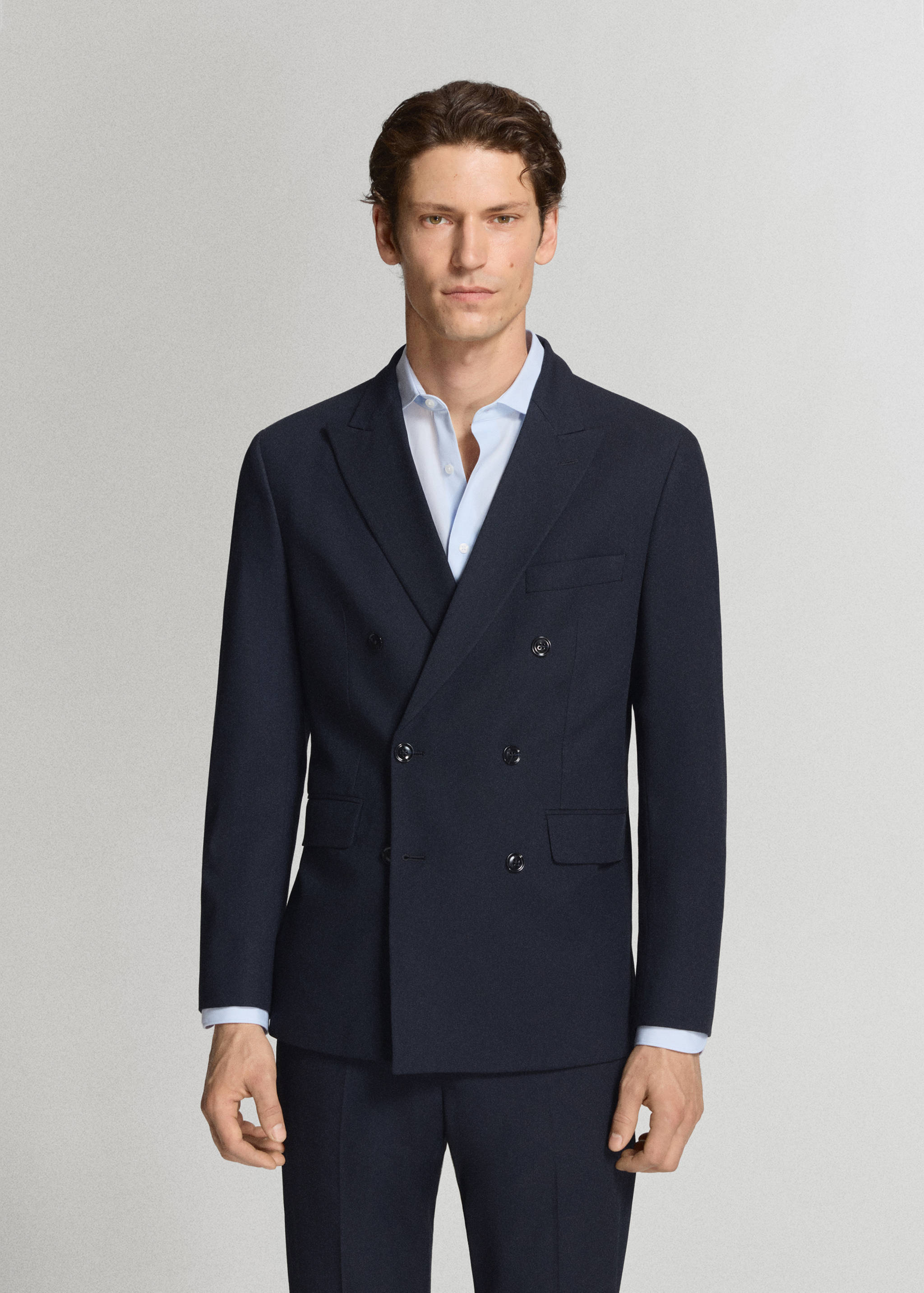 Monaco double-breasted slim-fit suit jacket - Medium plane