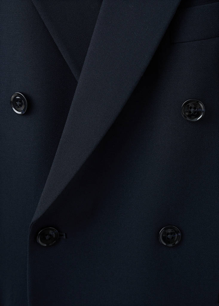 Monaco double-breasted slim-fit suit jacket — Navy