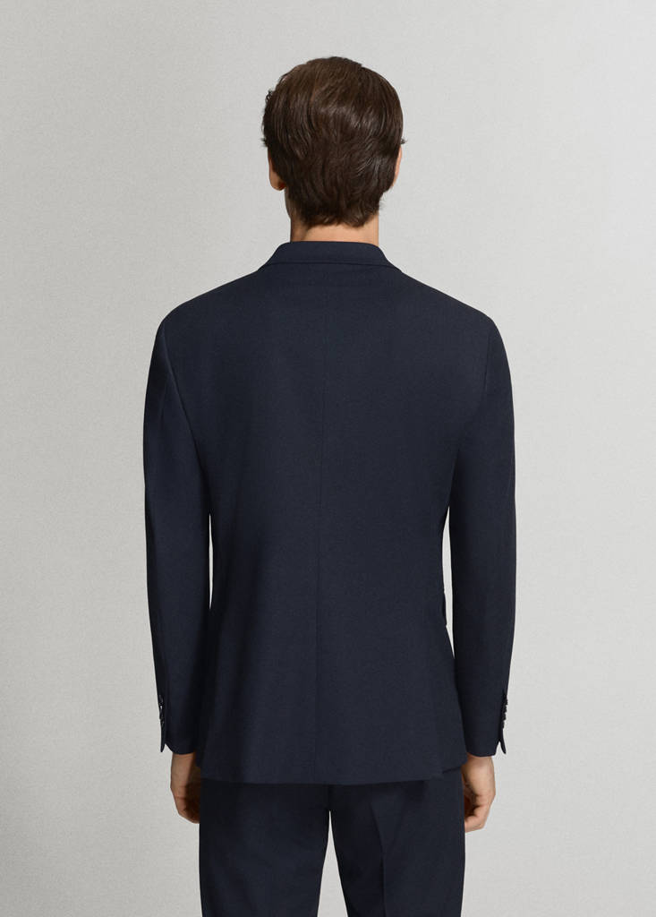 Monaco double-breasted slim-fit suit jacket — Navy