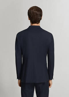 Monaco double-breasted slim-fit suit jacket — Navy 12