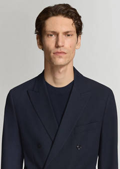 Monaco double-breasted slim-fit suit jacket — Navy 13