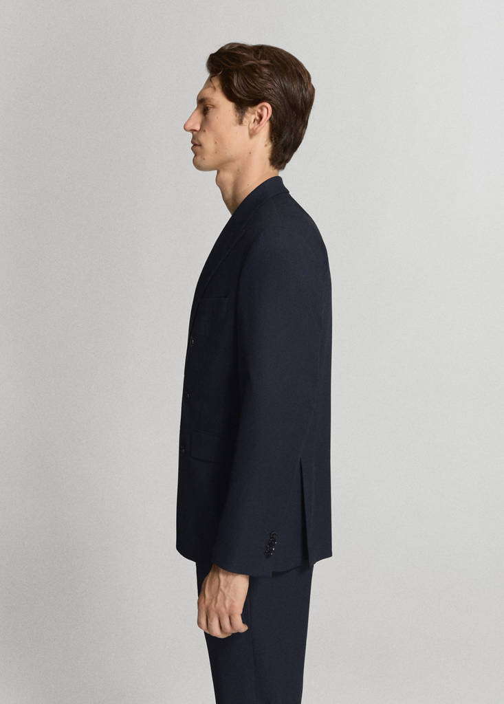 Monaco double-breasted slim-fit suit jacket — Navy