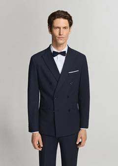 Monaco double-breasted slim-fit suit jacket — Navy 15