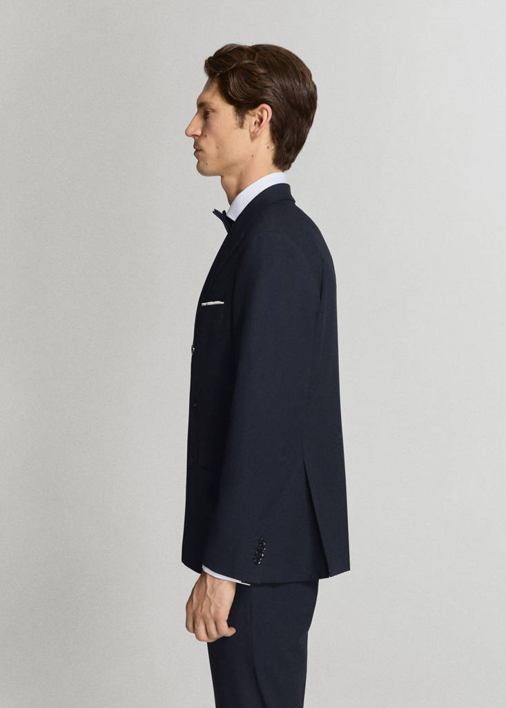 Monaco double-breasted slim-fit suit jacket — Navy