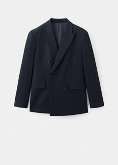 Monaco double-breasted slim-fit suit jacket — Navy 8