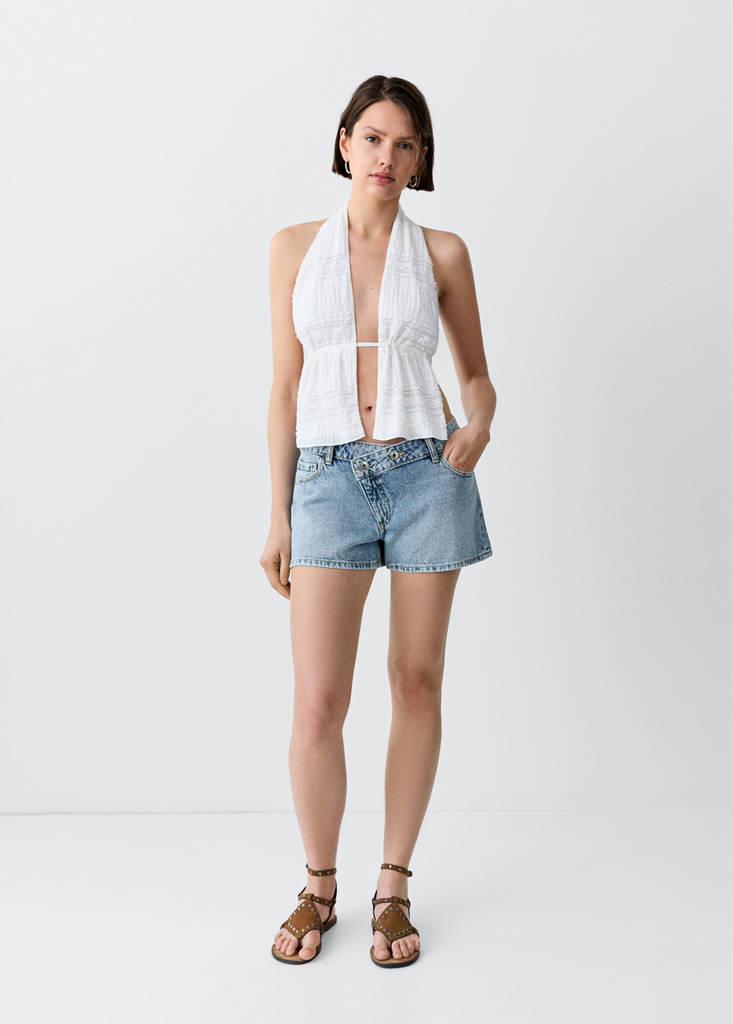 Low-waist mini shorts — Medium Blue