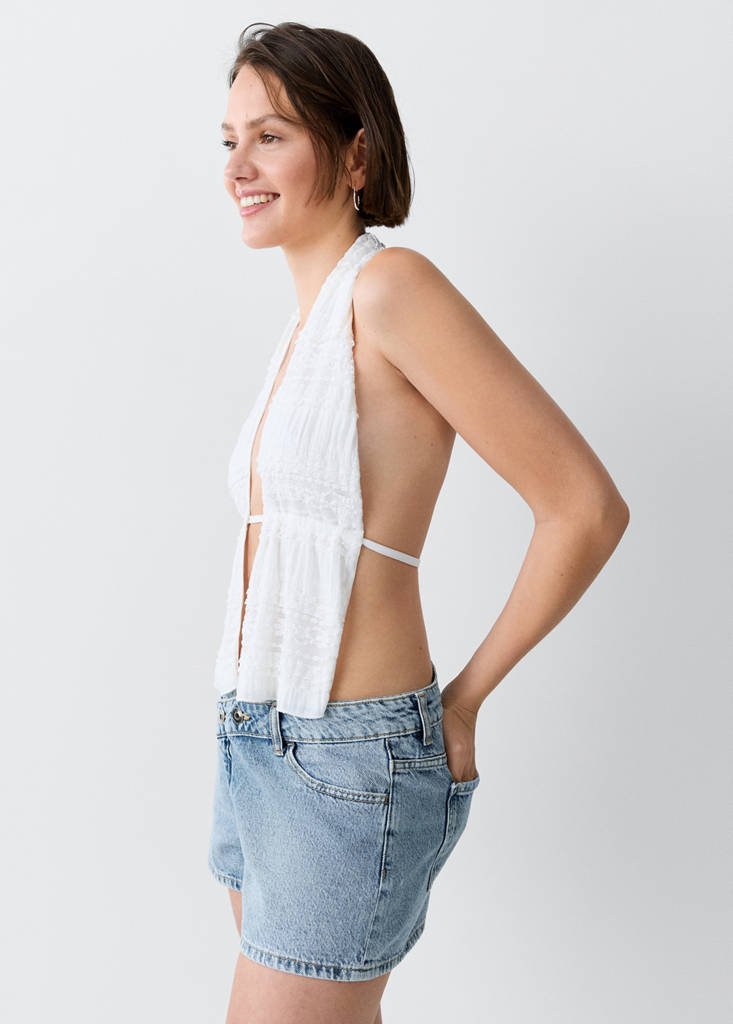 Low-waist mini shorts — Medium Blue