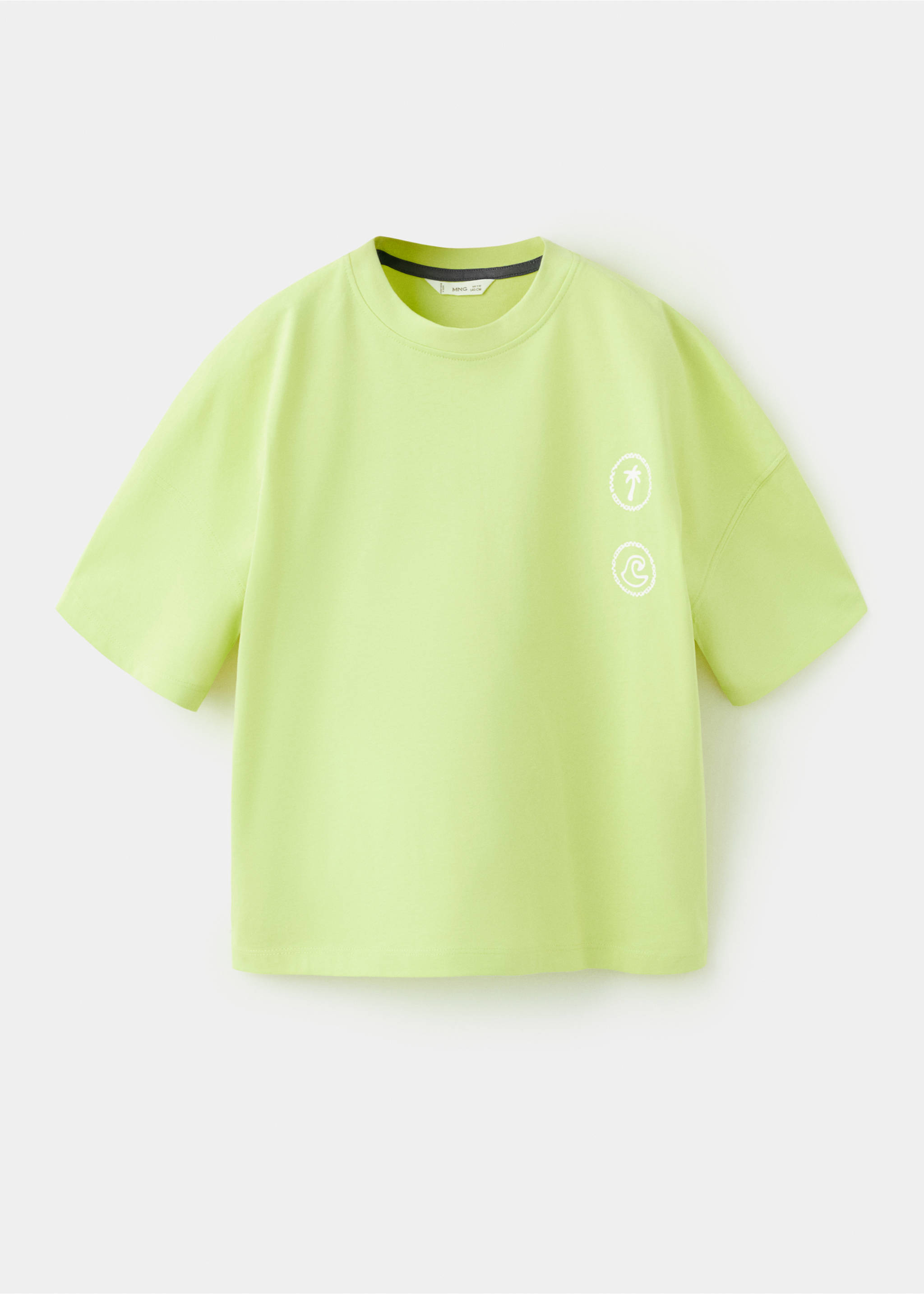 Printed cotton-blend t-shirt - Article without model, Lime. Ref: 37011413-00.