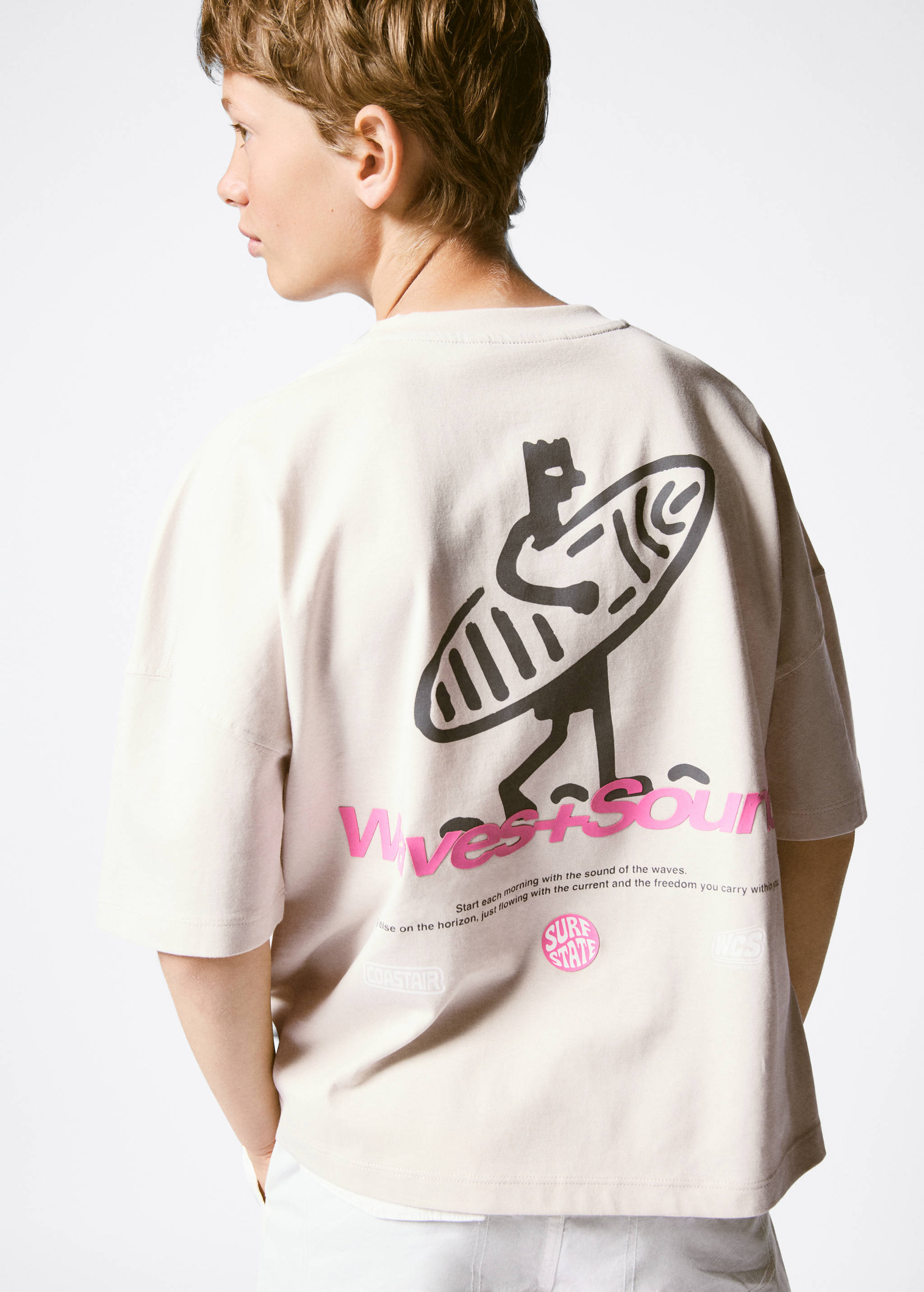 T-shirt coton imprimé surf - Plan moyen