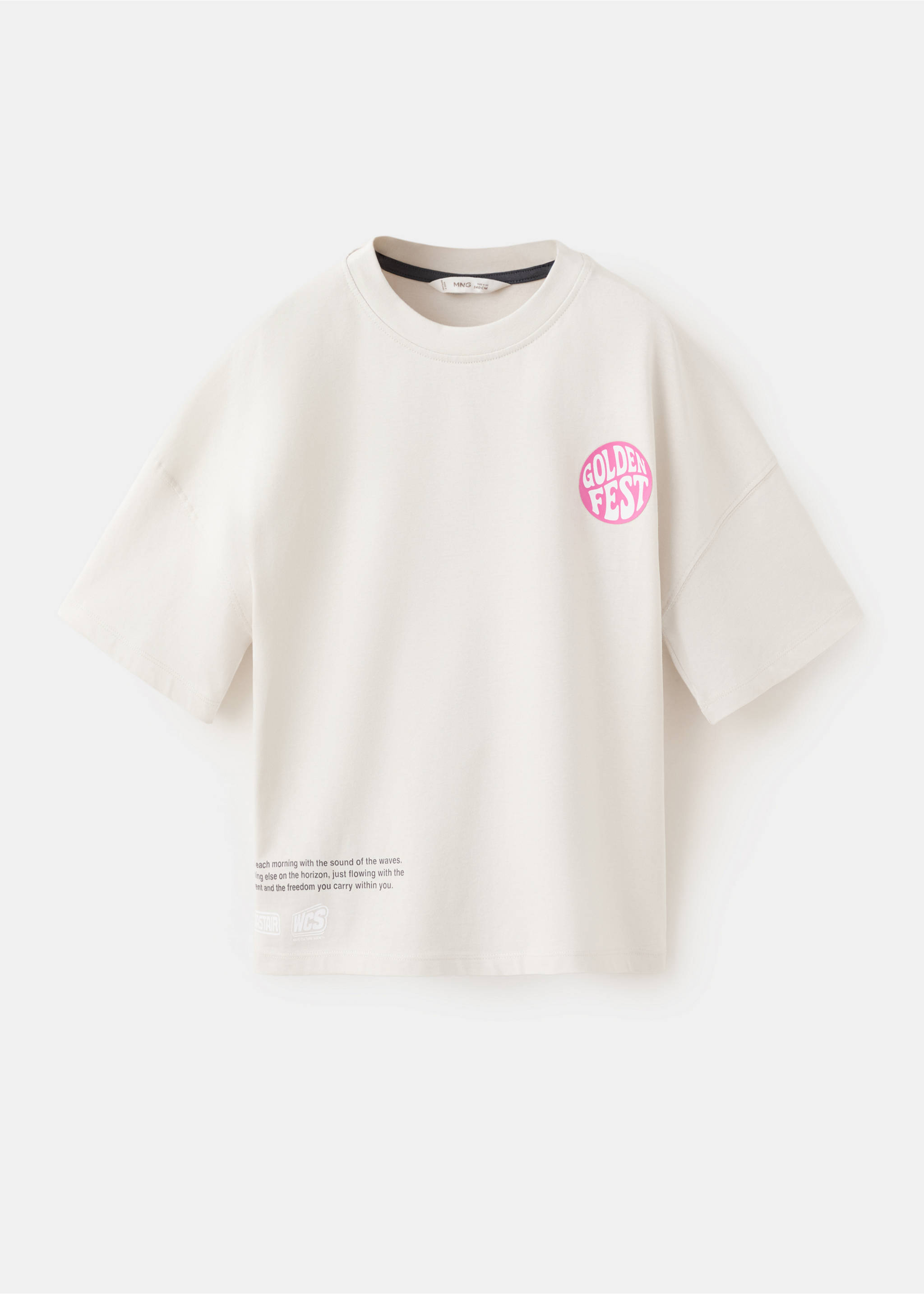 Cotton T-shirt with surf print - Article without model, Ice Grey. Ref: 37011414-00.