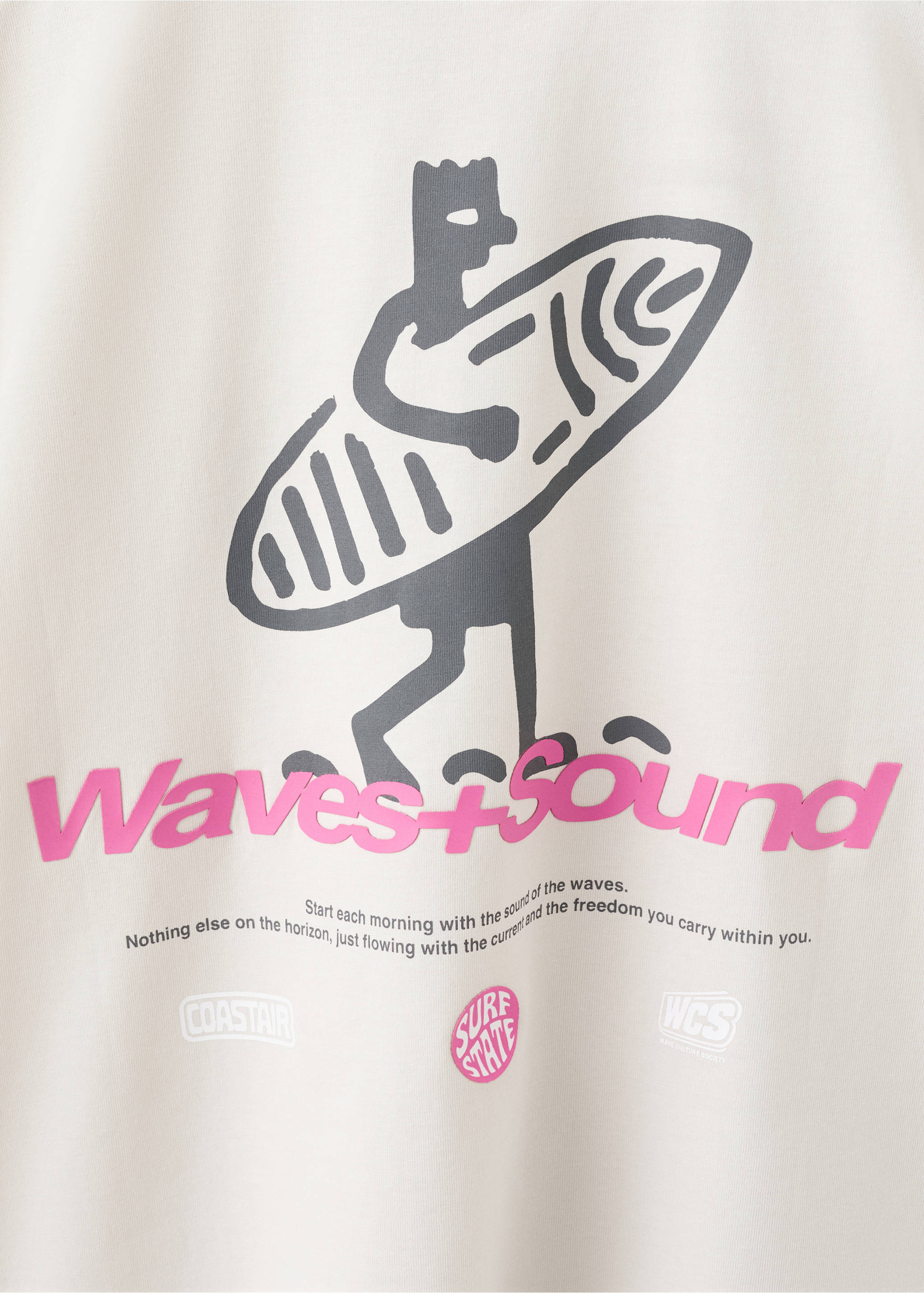 Cotton T-shirt with surf print - Details of the article 0, Ice Grey. Ref: 37011414-00.