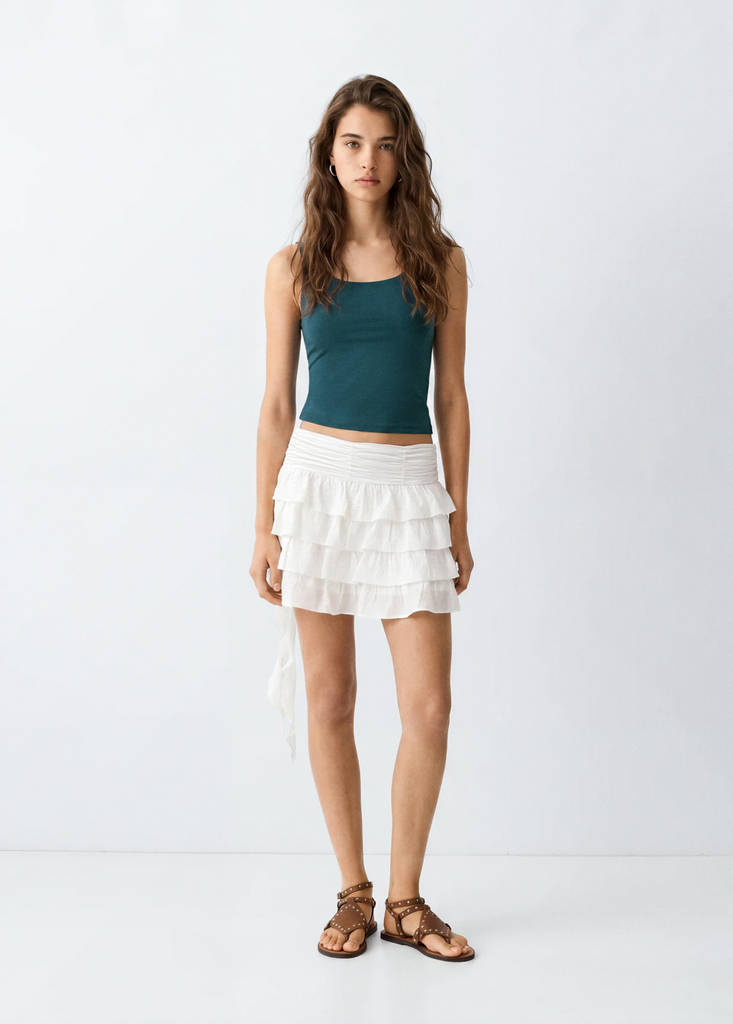 Square-neck strappy top — Green