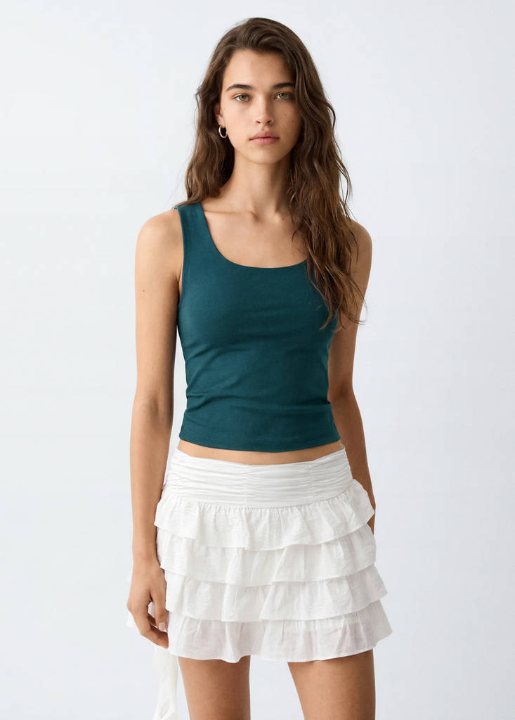 Square-neck strappy top — Green