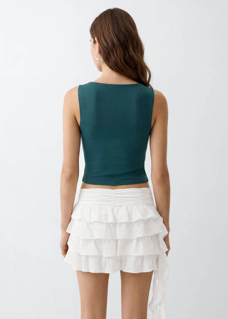Square-neck strappy top — Green