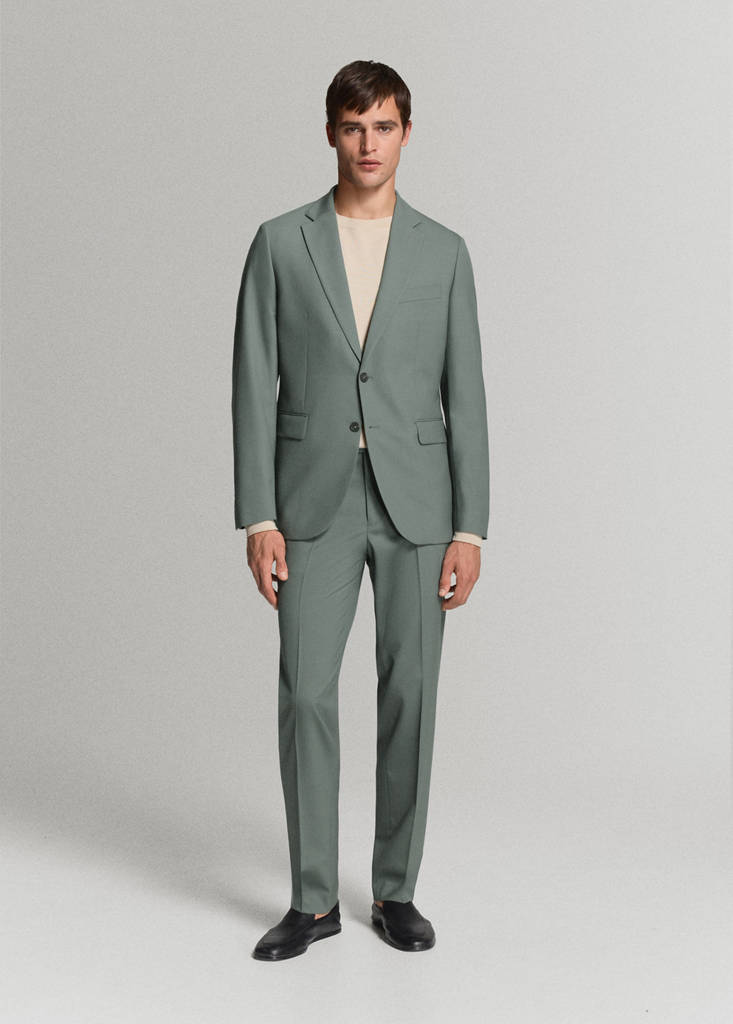 Turin 100% virgin wool suit jacket — Green