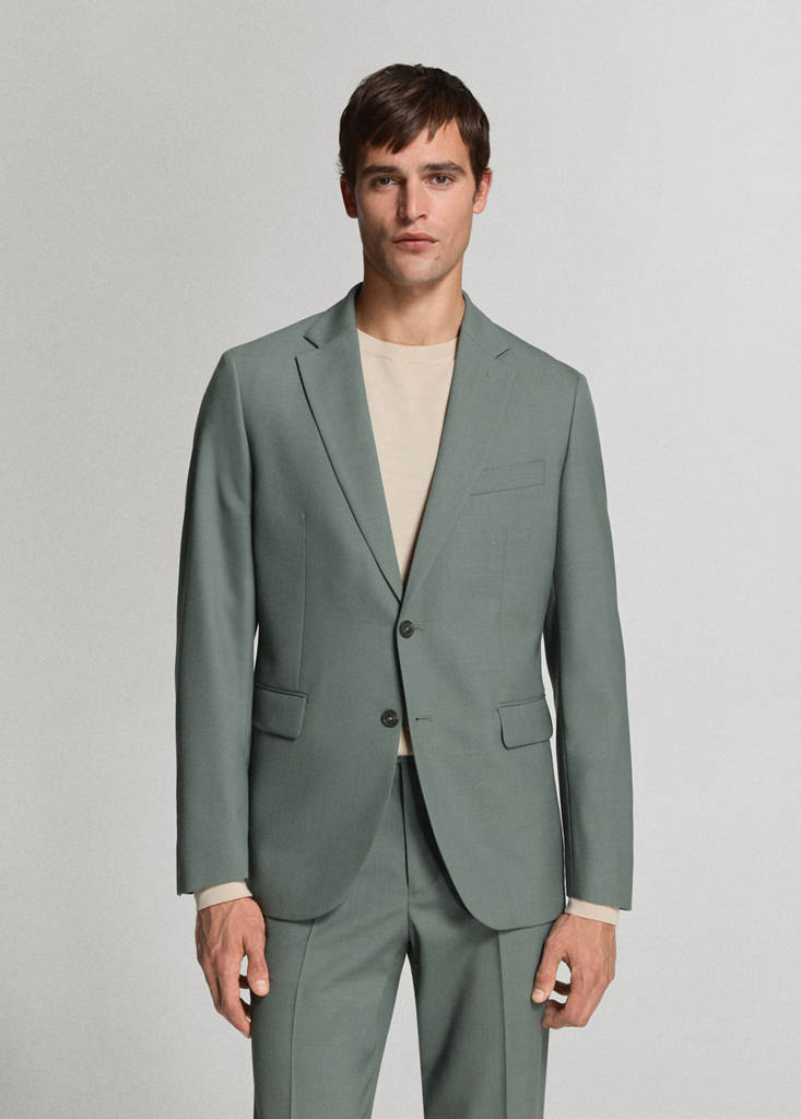 Turin 100% virgin wool suit jacket — Green