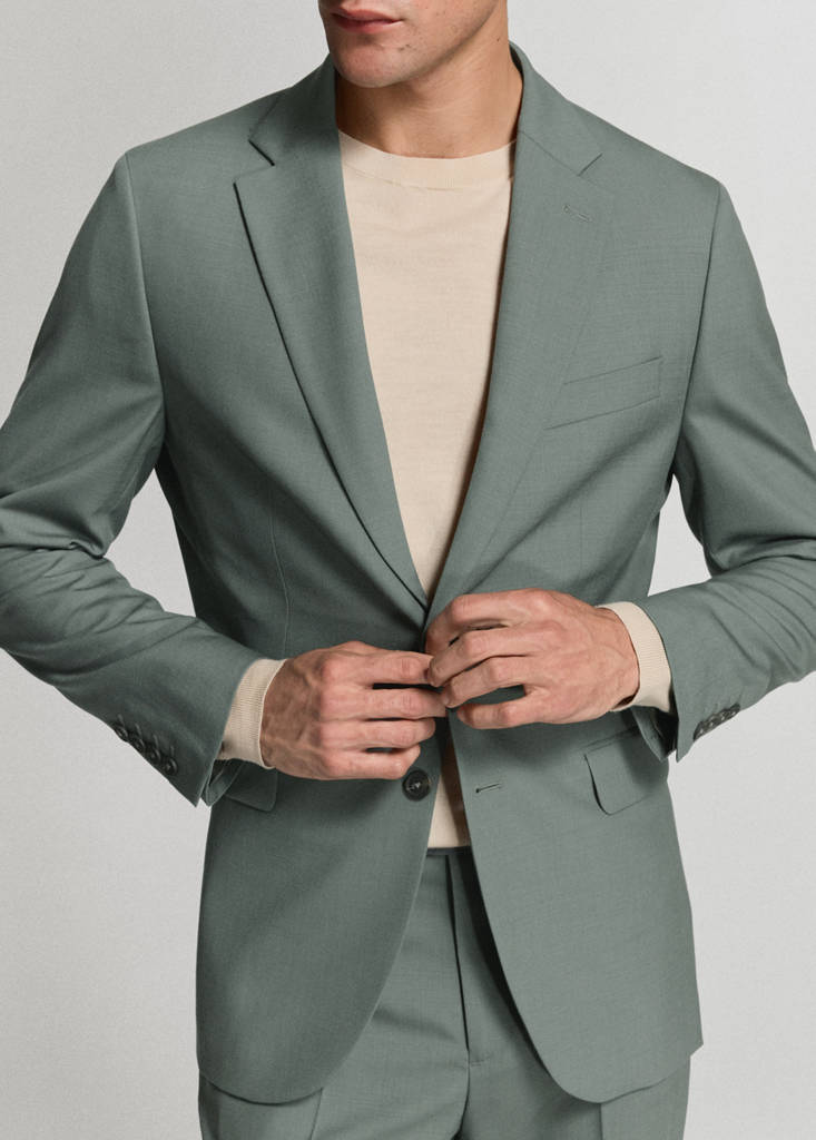 Turin 100% virgin wool suit jacket — Green