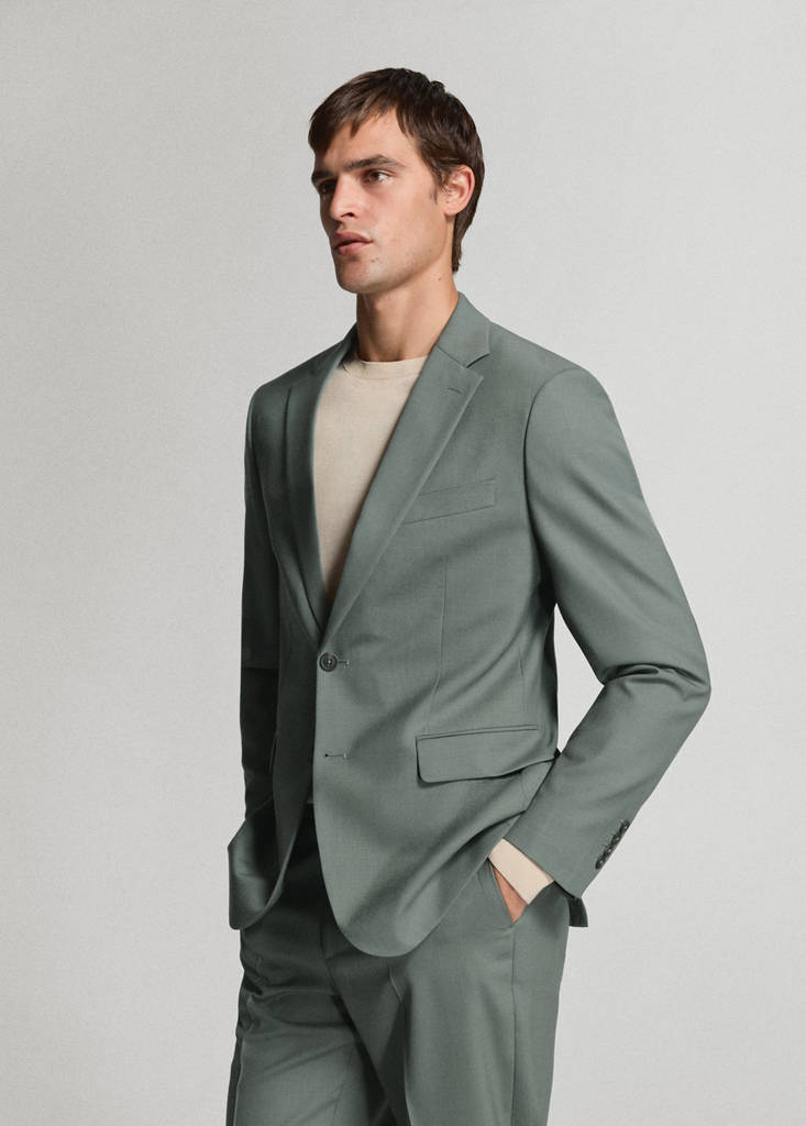Turin 100% virgin wool suit jacket — Green