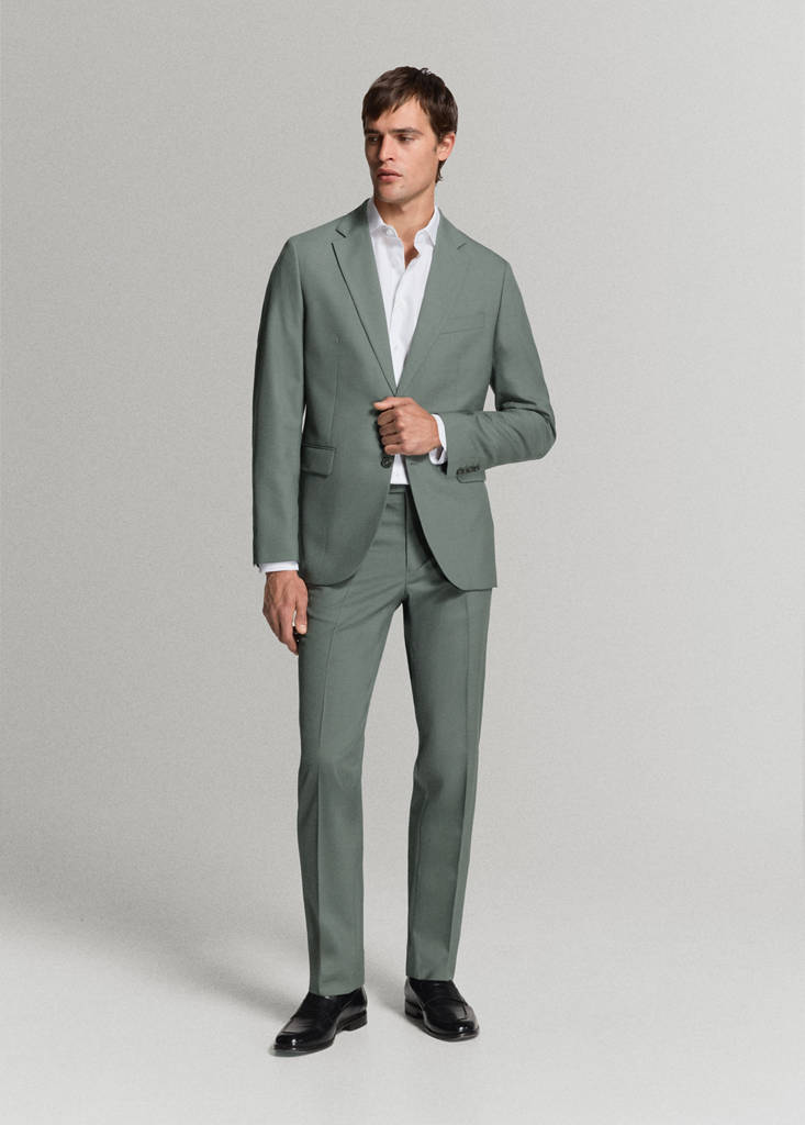 Turin 100% virgin wool suit jacket — Green