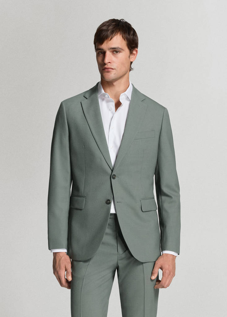 Turin 100% virgin wool suit jacket — Green