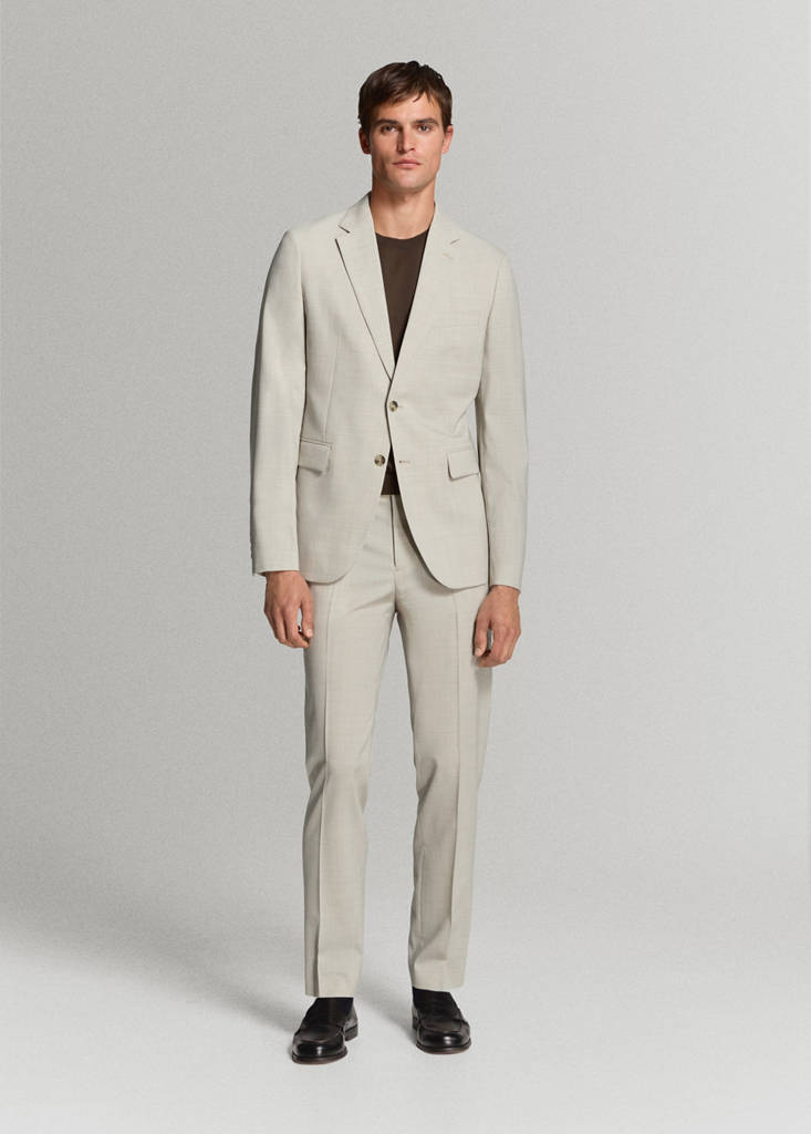 Turin 100% virgin wool suit jacket — Beige