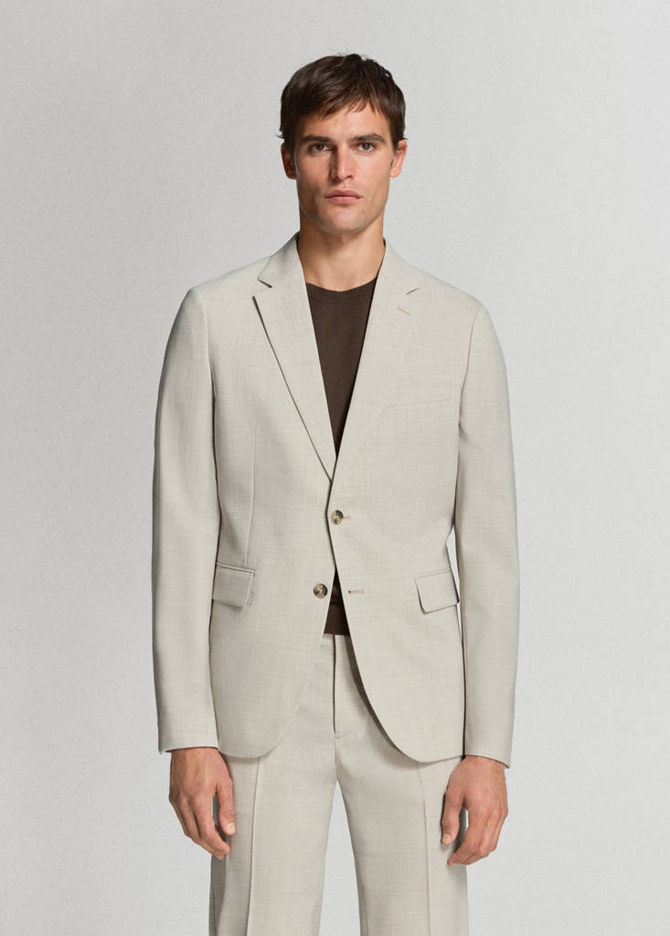 Turin 100% virgin wool suit jacket — Beige