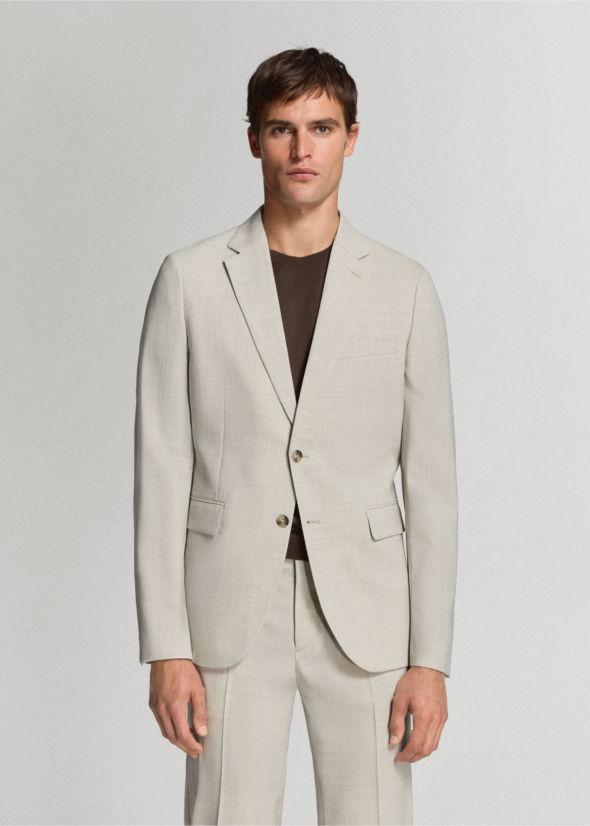 100% wool suit jacket - Medium plane, Beige. Ref: 37011419-00.