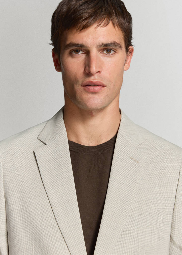 Turin 100% virgin wool suit jacket — Beige