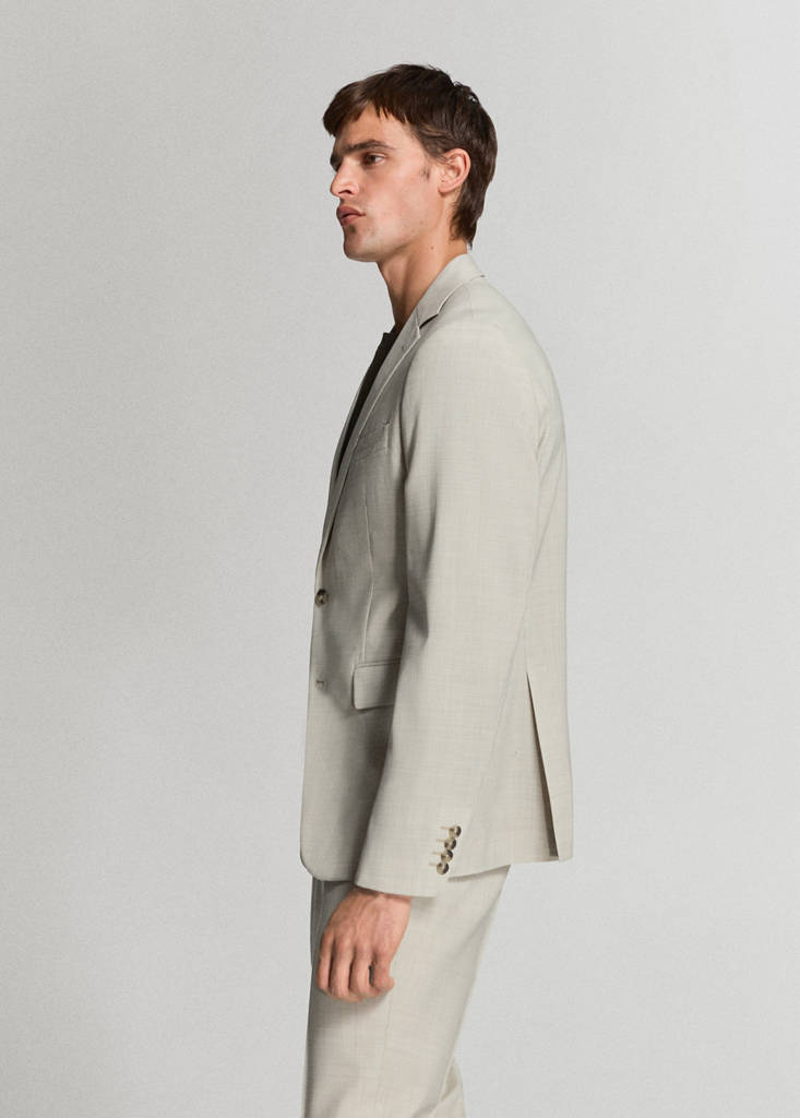 Turin 100% virgin wool suit jacket — Beige